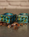 Blue Pottery Candle Holder Set - Turquoise Base